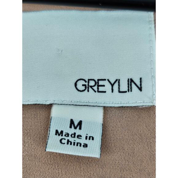 GREYLIN WOMEN'S 2-LAYER BEIGE AND PURPLE MINI DRESS SIZE MEDIUM - Picture 7 of 10